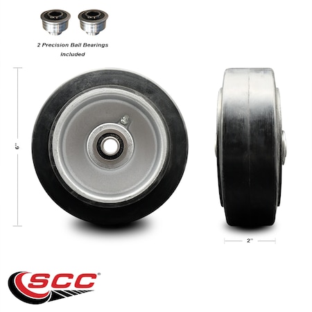 Service Caster SCC - 6" Rubber on Aluminum Wheel Only w/Ball Bearing-1/2" Bore-550 lbs Capacity SCC-RAB620